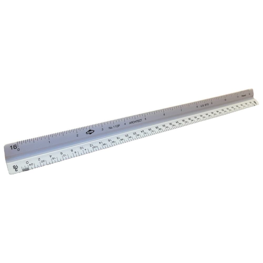 Alvin 12" Triangular Scale Ruler No 110P Architect Draft Blueprints Plans -White